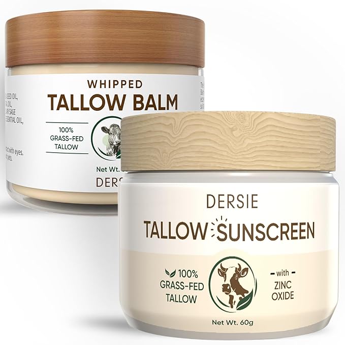 Dersie Tallow Sunscreen SPF 30 – Mineral UV Defense with Non-Nano Zinc Oxide – Face &amp Body Sun Protection for Adults &amp Kids (2.12 Ounce (with Tallow Balm))