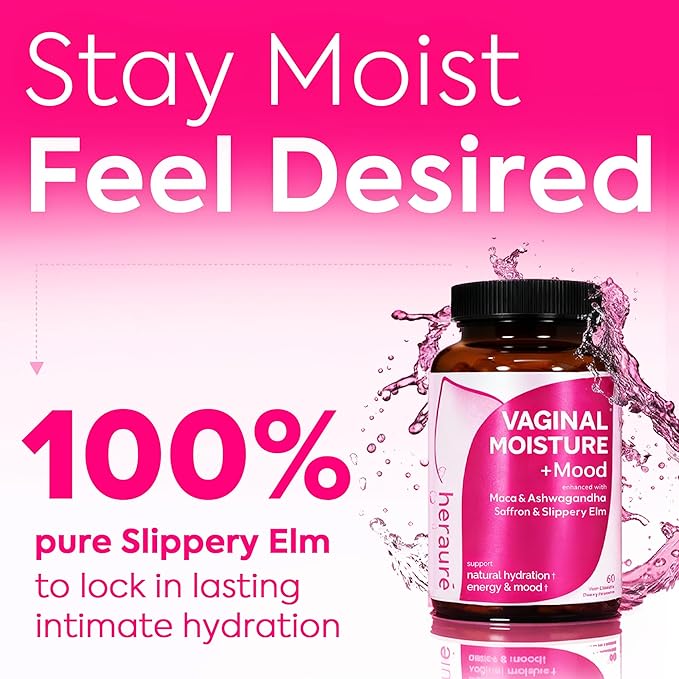 Vaginal Moisture &amp Libido Booster for Women - Stress Relief Hormone Balance Desire &amp Mood - Ashwagandha Sea Moss Maca Root Saffron Slippery Elm Ginseng Shatavari Damiana 60CT