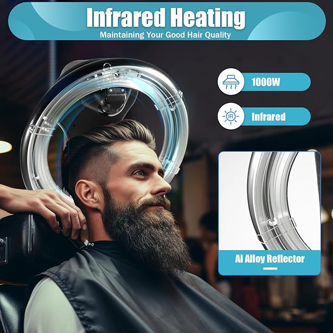 100W Professional Standing Hair Dryer3 in 1 Salon Spa Orbiting Infrared Heating Hair Dryer Color Processor Hair Care for Home &amp Hair Salons Adjustable Height 4.5-5.9ft 110V (1000W)