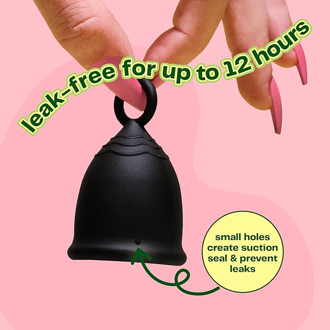 Viv for Your V Large Premium Menstrual Cups for Heavy Flow Pull Tab Ring Stem Easy Removal Soft Tampon Alternative Comfortable 12 Hour Wear Medical-Grade Silicone Reusable Period Cup