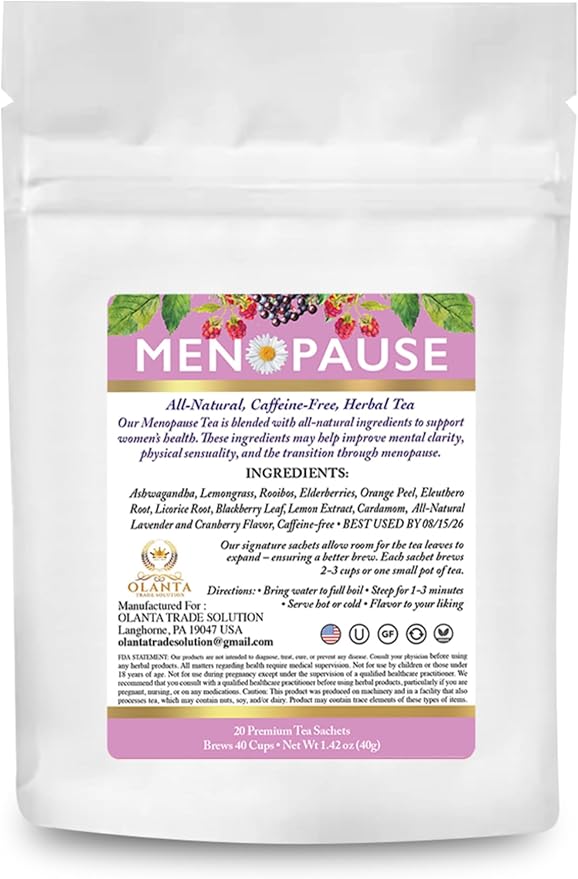 Menopause Tea - Menopause Relief Supplements Menopause Cooling Products Menopause Supplements for Women Herbal Tea for Menopause Symptoms - 20 Premium Tea Sachets