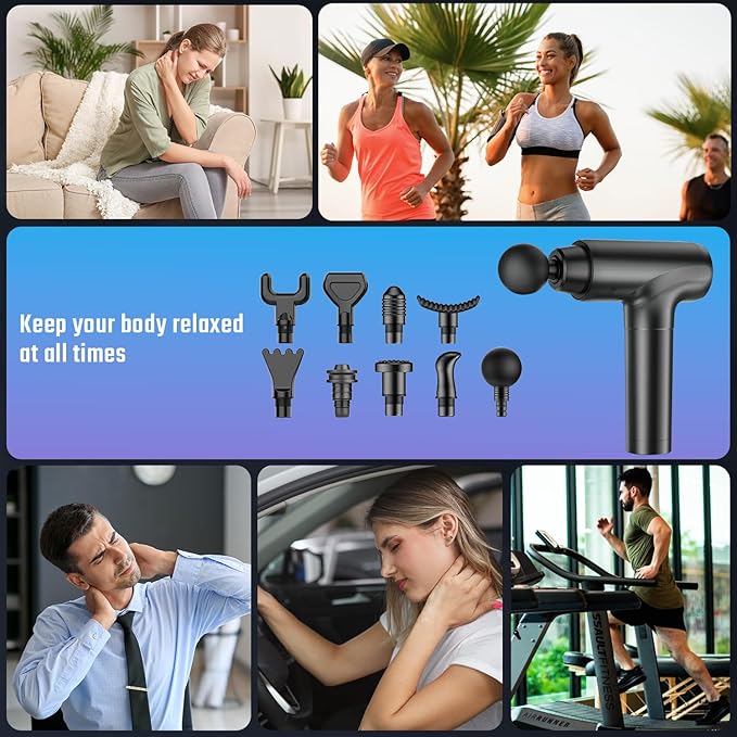 cotsoco Massage Gun with Heat Head Muscle Massage Gun Deep Tissue Back Massager for Pain Relief 20 Speeds Handheld Electric Massager Tool with Silent Brushless Motor Gym Office Home Travel Use