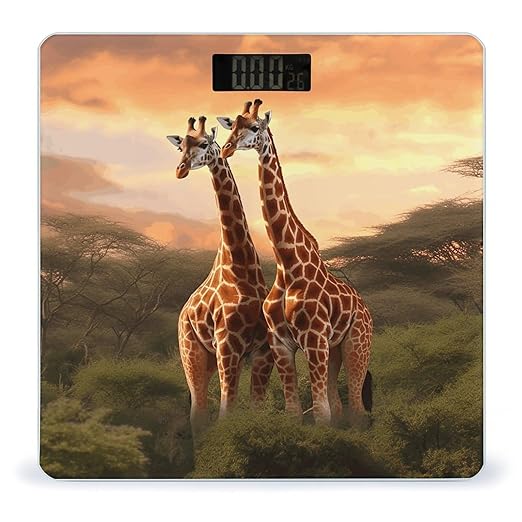 Couple Giraffe Digital Bathroom Scale for Body Weight Weighing Scale with Backlit LCD Display High Precision Measurements &amp Measures Weight Up to 180kg