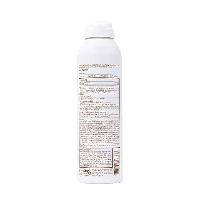 Sun Bum Mineral SPF 50 Sunscreen Body Spray - Water-Resistant Broad Spectrum Moisturizing Sunscreen with Vitamin E - Hawaii 104 Act Compliant (Made without Octinoxate &amp Oxybenzone) - 6 oz