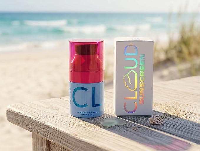CLOUD Brush on Mineral Sunscreen Lotion - SPF 50 - No-Mess Applicator for Kids Babies &amp Family - Reef Safe Non-Nano Zinc Oxide No Messy Hands Blends Clear Fragrance Free Moisturizing.