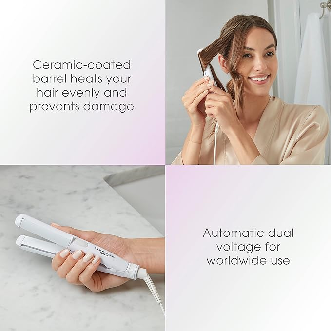 Conair Travel Flat Iron and Curler 2-in-1 Tool Portable Hair Straightener and Hair Curler in White by Travel Smart
