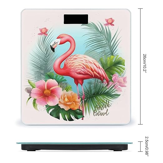 Tropical Flamingo Weight Scale for Body Weight Digital Bathroom Scale High Capacity Accurate Digital Weighing Scales and Easy-to-Read on Backlit LCD Display Scales