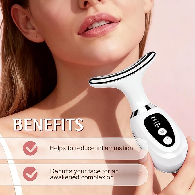 Red-Light-Therapy-for-Face and Neck-Eye-Head Massager7 Colors Skin Rejuvenation Lifting Facial Massager for ToningGlow BoostWrinkle for BirthdayChristmasMothers DayValentines Day Gifts (Pink)