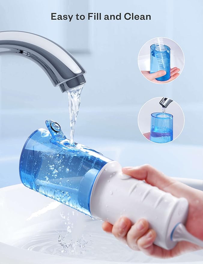 Water Dental Flosser Professional 320ML Tank Cordless Oral Irrigator - Portable and Rechargeable IPX7 Waterproof 4 Modes Water Flossing with Cleanable Water Tank for Home and Travel