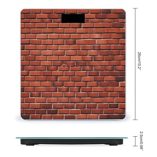 Red Brick Wall Bathroom Scale for Body Weight LCD Display Digital Bathroom Scale Tempered Glass Bathroom Weight Scales Fashion Smart Scales for Home Bedroom 400 Lb