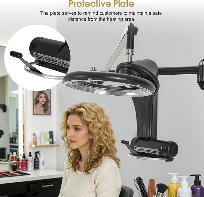 BarberPub Wall Mounted Orbiting Hair Dryer Processor with Smart Control Panel 950W Salon Hair Care Treatment Machine with Swivel Arm Space-Saving Barber Equipment HDP05