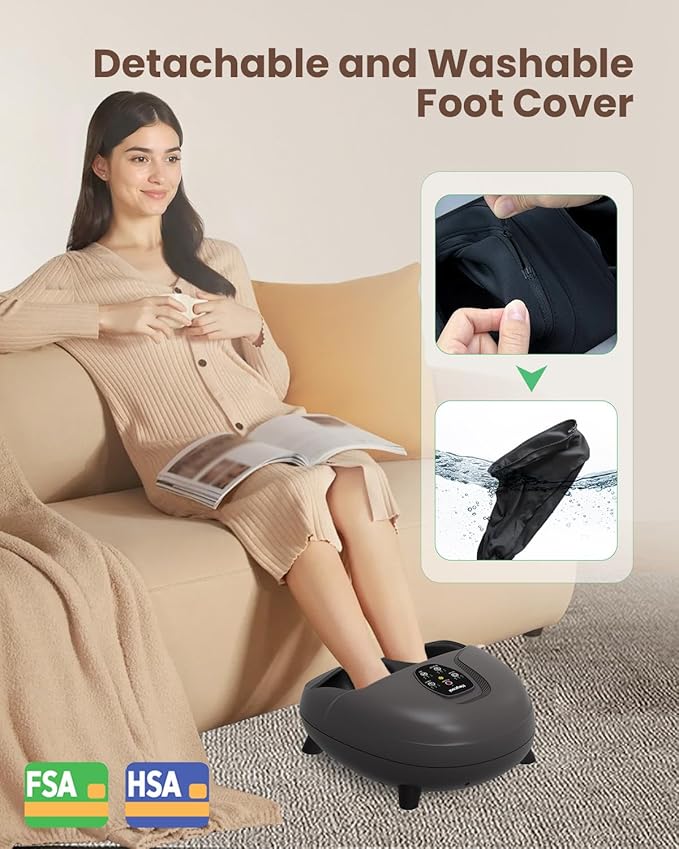 2026 Upgrade FSA Eligible HSA Foot Massager Shiatsu Foot Massager Machine with Heat and Compression for Plantar Fasciitis Neuropathy Remote Control Gifts Size 14