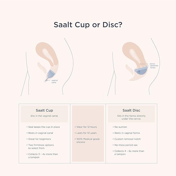Saalt Menstrual Cup – Reusable Period Cup – Made for Comfortable Leak-Free Protection Up to 12 Hours – BPA &amp Latex Free – Includes Cup &amp Carry Bag (Small Ocean Blue)