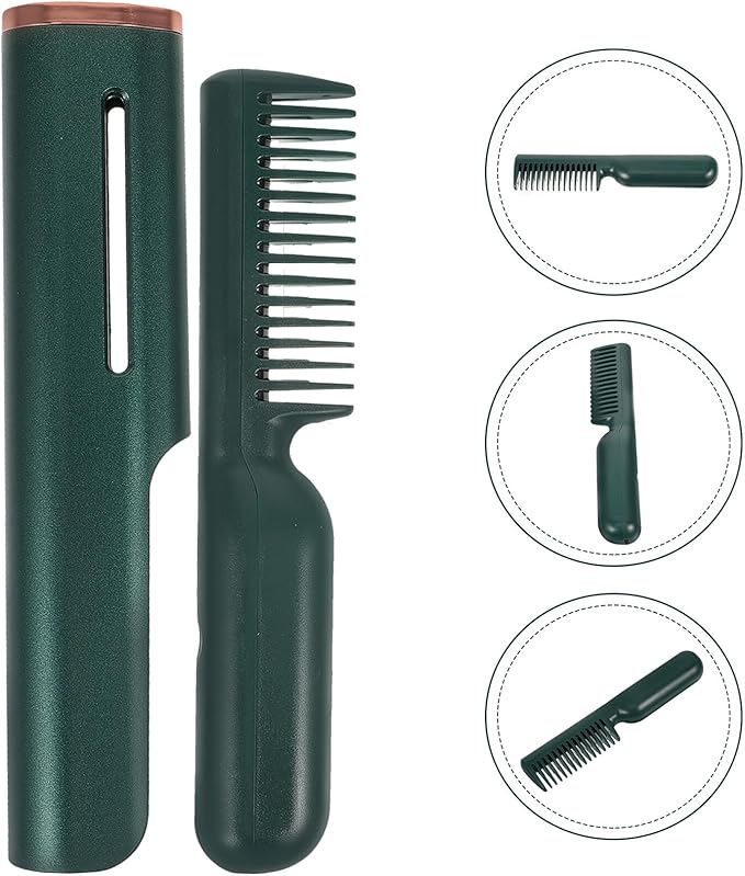 PRETYZOOM Portable Electric Heating Hair Straightener Comb USB Powered Ceramic Straightening Tool for Thick Curly and Thin Hair Efficient Smooth Styling with Shine Travel-Friendly Hairbrush