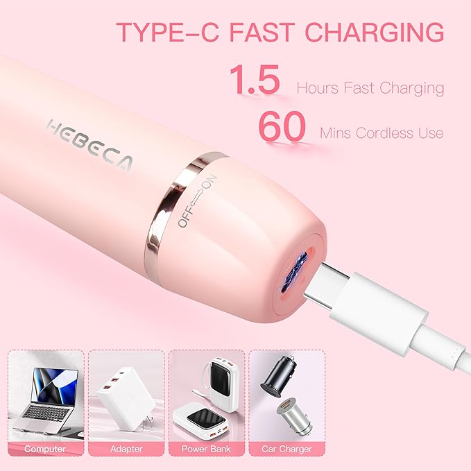 Nose Hair Trimmer for Women 3in1 Electric Eyebrow Trimmer Waterproof Facial Hair Removal Rechargeable Hair Shaver Razor for Nose Ear Eyebrow Peach-Fuzz Lips Chin FT3001 Pink (Pink)