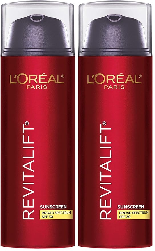 L'Oreal Paris Revitalift Triple Power Anti-Aging Broad Spectrum SPF 30 SunscreenPro RetinolHyaluronic Acid &amp Vitamin C LotionReduces Wrinkles 1.7 Oz(Pack of 2)