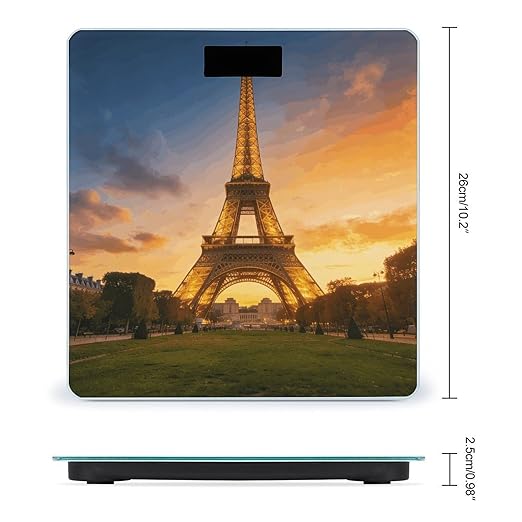 Eiffel Tower Weight ScaleClear LED Display Bathroom Digital Weighing ScaleTempered Glass Digital Bathroom Scale for Body Weight Capacity Up to 400 Lbs