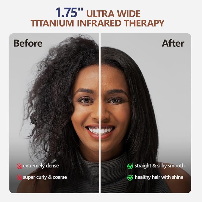 Titanium Flat Iron Hair Straightener | MIRACOMB Professional Straightening Iron Styler with Infrared Light for Straight and Smooth Styles|1.75 Premium 2 in 1 Styling Tool with Digital Heat Settings