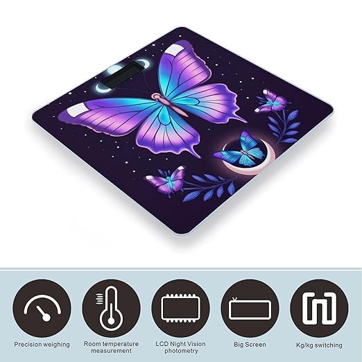Smart Scale for Body Weight Automatic Switch Digital Bathroom Weighing Scale Magic Moon Moth Mystical Goth Astrology Art