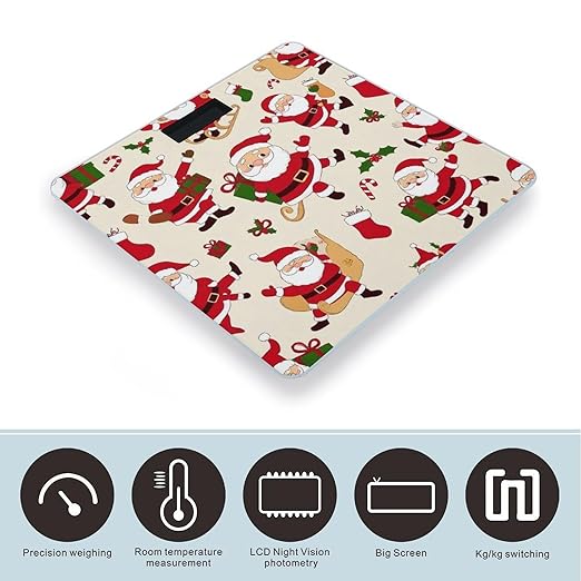 Automatic Switch Digital Bathroom Weighing Scale Smart Scale for Body Weight Cute Cartoon Santa Claus Christmas