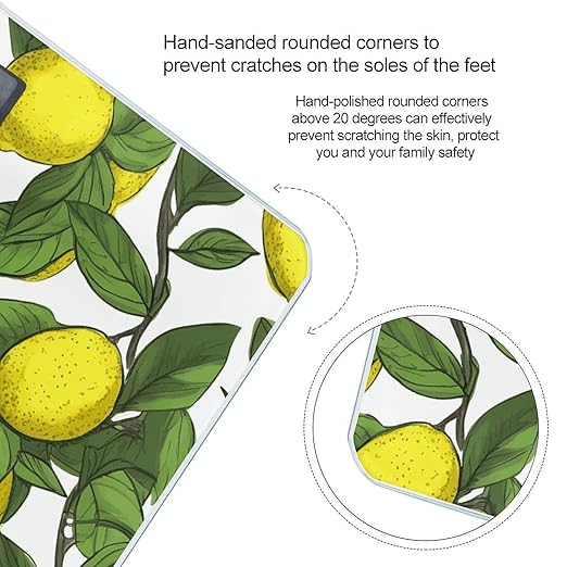 Yellow Fresh Lemons Bathroom Scale for Body Weight Bathroom Weighing Scale with Backlit LCD Display Highly Accurate Measures Weight Up to 180kg