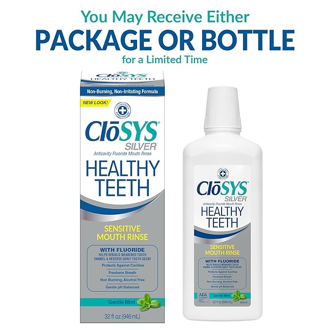 CloSYS 32 Oz Healthy Teeth &amp Ultra Sensitive Unflavored Mouthwashes with Flavor Dropper