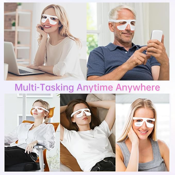 Under Eye Red Light Therapy Glasses Reducing Dark CirclesLight Therapy and HeatLight Therapy and Heat for Eye Fatigue(White &amp 3 Modes)