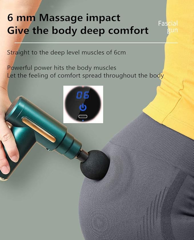 Muscle Massage Gun Mini Portable Massage Guns Electric Deep Tissue Percussion Massagers for Pain Relief 6 Speed Quiet Body Fascia Gun Handheld Muscle Massager for Athletes with 4 Heads (Black)