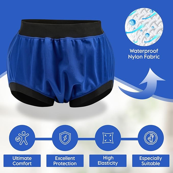 Adult Plastic Diaper Covers Waterproof Leakproof Rubber Incontinence Pants Washable High Waist Women Underwear Overnight (Blue XX-Large)