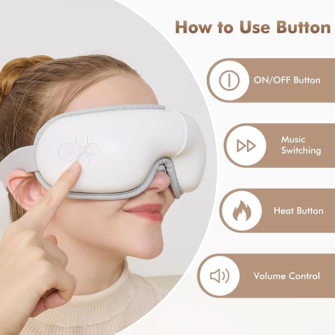 Eye Massager with Light-Blocking Design 2026 Upgraded Eye Massager with Heat 5 Modes &amp 180° Folding Design Sleep Gift for Office Travel Home Use Portable &amp Gifts for Women and Men
