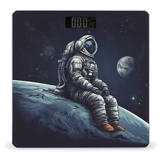 Astronaut Space Bathroom Scale Rounded Smart Scale for Body Weight Automatic Power On/Off Weight Scales Accurate Bathroom Digital Scales for Pet Home Bedroom Kitchen