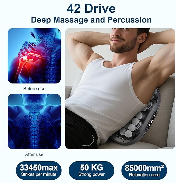 IeBilif Massage Gun 42 Head Foot Back Neck Shoulder Massager with 9 Adjustable Multi-Modes &amp Intensities Fascia Gun for Athletes Birthday Gifts for Men