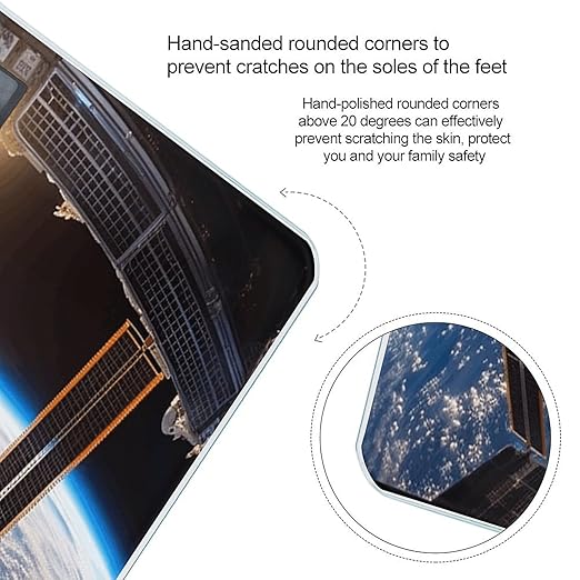 International Space Station Picture Bathroom Scale Rounded Smart Scale for Body Weight Automatic Power On/Off Weight Scales Accurate Bathroom Digital Scales for Pet Home Bedroom Kitchen
