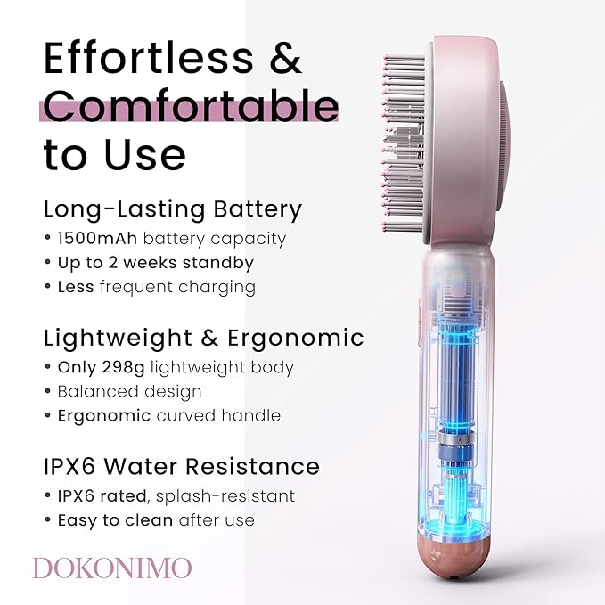 LED Scalp Massager Comb – 3-in-1 Red Light Hair Brush with Vibration &amp Rollers FSAHSA Eligible Wireless Scalp Massager for Relaxing Daily Hair Care Routine at Home PM084