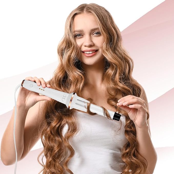 Automatic Curling Iron – Wireless Hair Styling Curler Wand Multi Temperature Curling Tool | Portable 360 Rotating Curling Device Anti tangles Heat Hair Roller for Short Thick Volume