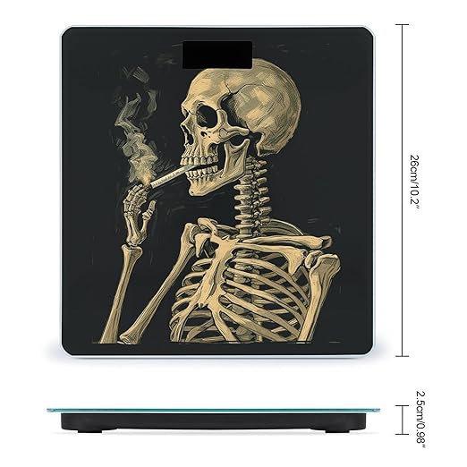 A Skeleton with Burning Cigarette Weight Scale Large Bathroom Scales Digital Weight with Bright LED Display Non Slip Automatic Weighing Scale Fashion Weighing Machine for Body