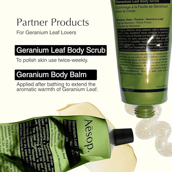 Aesop Geranium Leaf Body Cleanser | Gentle Shower Gel with Geranium Mandarin and Bergamot Essential Oil Blend to Refresh &amp Balance Skin | 500 mL / 16.9 oz (Pack of 3)