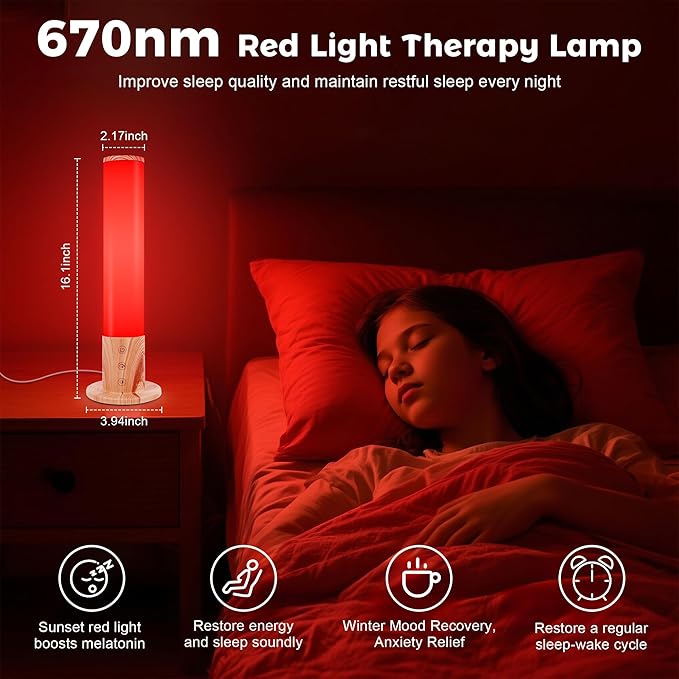 670nm Red Light Therapy &amp 10000 Lux Sun Lamp – Dual Mode Happy Light &amp Sunlight Lamp for Sleep Relaxationwith Remote Control Adjustable Timer Memory Function and 4 Color Temperatures Sun