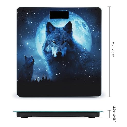 Wolfs Scale for Body Weight Anti-Slip Tempered Glass Digital Bathroom Scales Clear LCD Display Weighing Scale Safe Rounded Corners Smart Scales