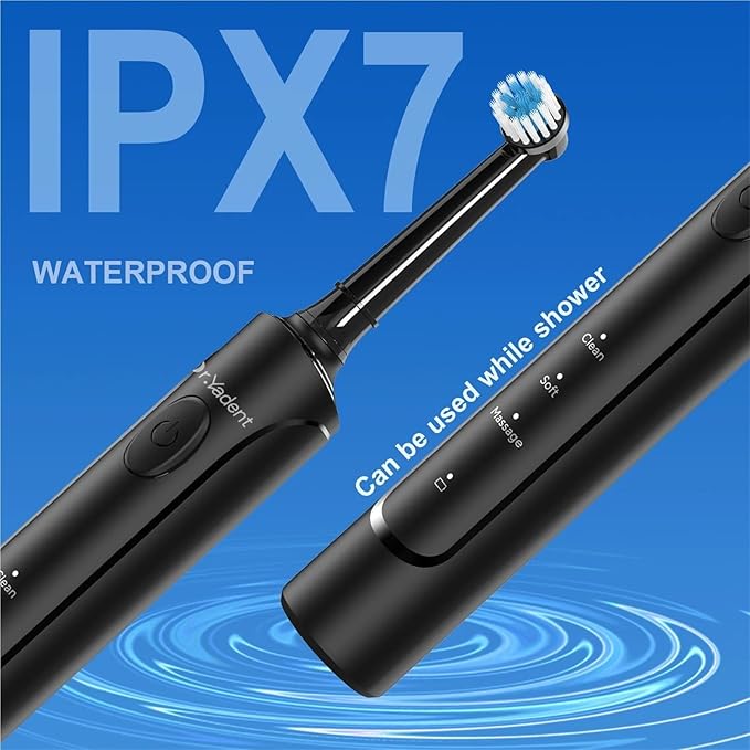 Compatible for Dr.Yadent Rotating Toothbrush - IPX7 Waterproof 3 Modes 4 Heads Rechargeable Battery for Adult Deep Cleaning