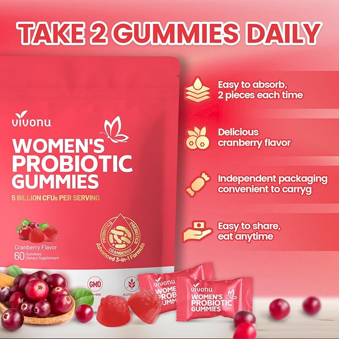 VivoNu Viginal Probiotics for Women Women Probiotic Gummies (180pcs/3bag)