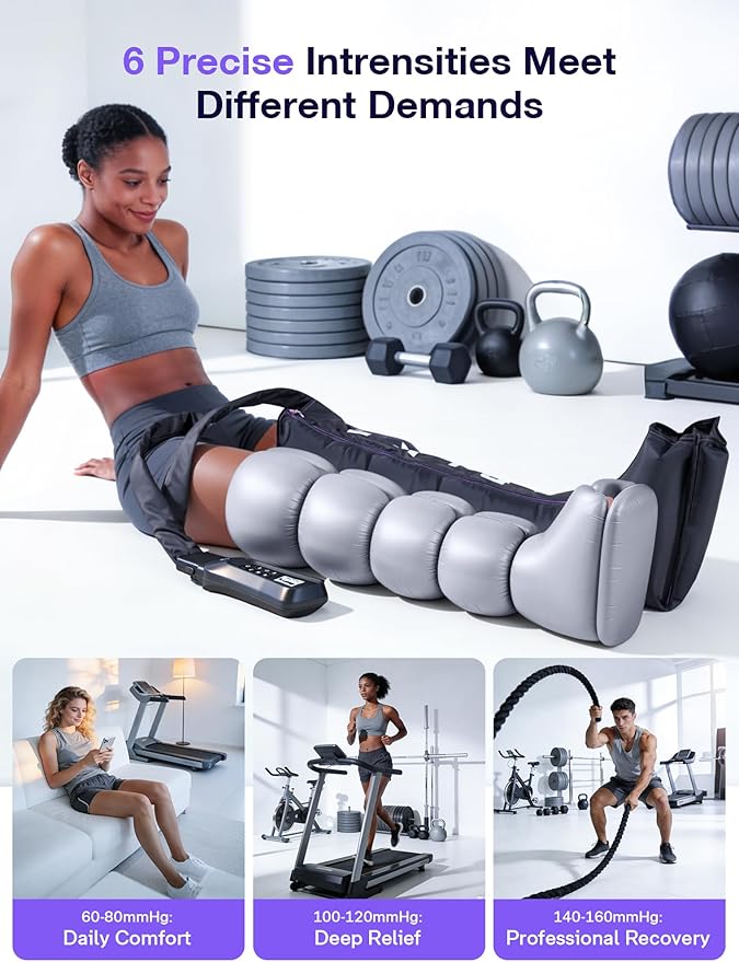 RIKE Pro Leg Compression Massager Fast Leg Recovery System for Athletes Runners Leg Massager for Circulation and Pain Relief Helpful for Muscle Relaxation Varicose Veins Cramps Edema