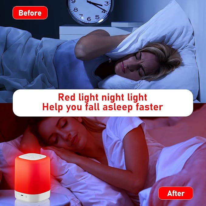 Red Light Therapy for Sleep Device Red Night Lights with 670nm Wavelength Touch Reds Light Sleep Lamp Aid to Support Deep Relaxation and Improve Sleeping for Adults &amp Kids Bedrooms