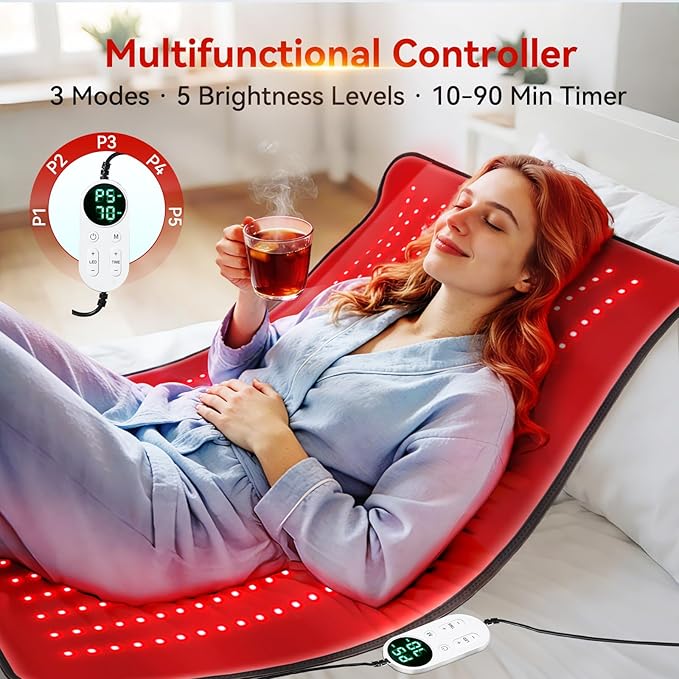 Full Body Red Light Therapy Mat with 640 LEDs 3-in-1 660nm &amp 850nm TPU Infrared Light Blanket 38 x 23.6 Foldable Therapy Pad with Timer Controller Pulse Modes for Home Use 48W