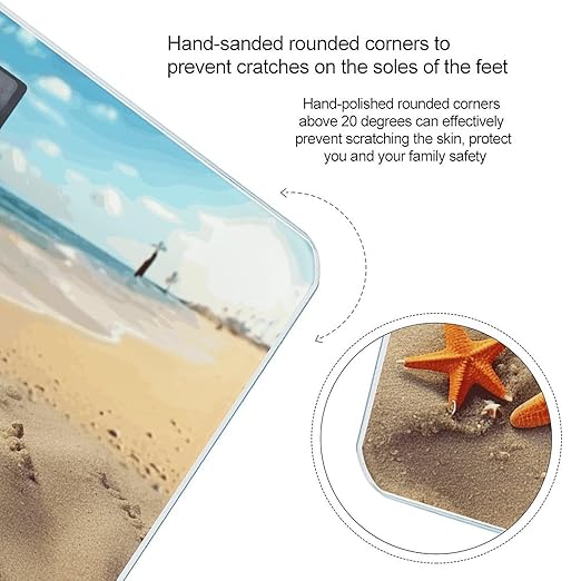 Sea Beach Starfish Scale with LCD Precision Weighing Scales Sturdy Tempered Glass Weight Scales Easy-to-Read Anti-Slip Weight Digital Bathroom Scale for Daily