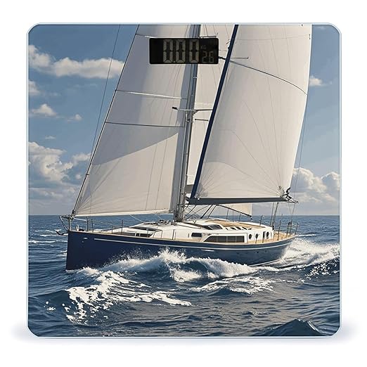 Nautical Sailboat Scale for Body Weight Digital Bathroom Scale Toughened Glass High Precision Scales for Body Weight with Large LCD Backlight Display Weight Scales