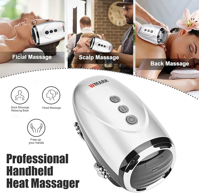 Professional Haircut Massager/Cordless Handheld Massager Vibration Neck/Legs/Hands/face Massager 2 Massage nodes 2600AMH (Silver)