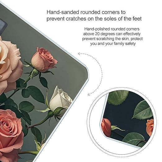 Roses Print Smart Scale for Body Weight Accurate Bathroom Scale with LED Display Digital Weight Scales Weighing Machine High Precision Scales for Bath Home