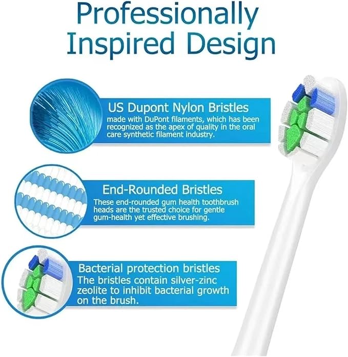 Compatible for Toothbrush Brush Head Replacement Heads HX3/HX6/HX9 Series HX3210/3211/6150/6500/6510/6530/9342/6730(16P4)