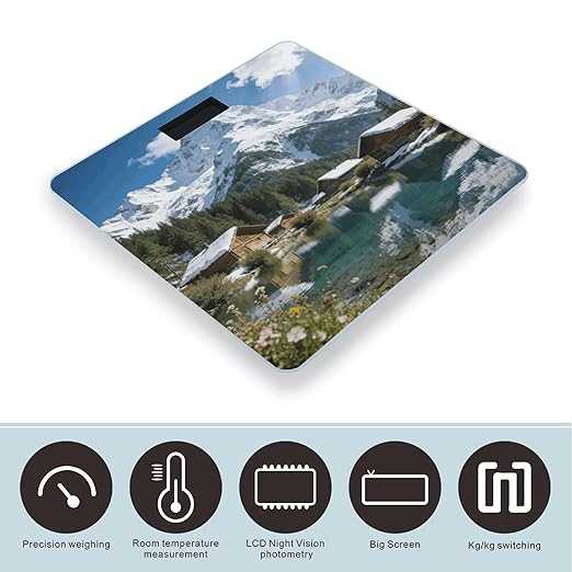 Mountain Life Smart Scale for Body Weight Digital Bathroom Scale Toughened Glass Weight Scale with Large LCD Backlight Display High Precision Scales Weighing Machine